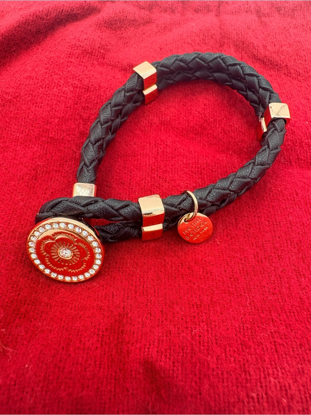 Henri Bendel NY 2-strand braided leather wrap bracelet